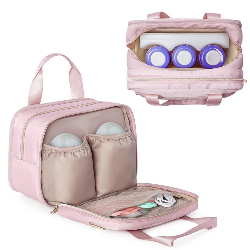 Fasrom Breast Pump Bag with Cooler, Portable Pump Carrying Case for Working Moms, Pink (Bag Only, Patent Design) - Image 1